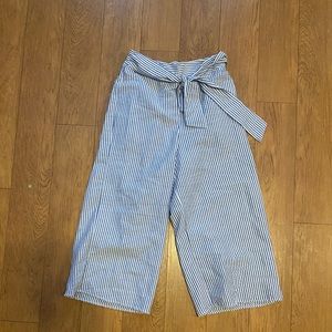 Medium Blue Striped Paper Bag Pants